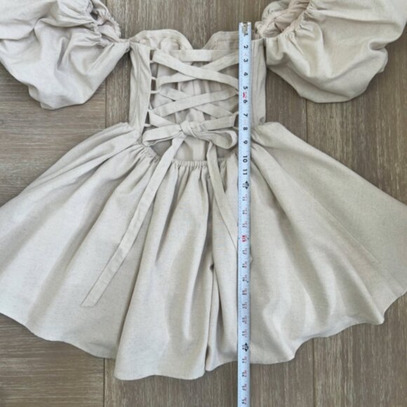 NWT Meshki Sina Ruffle-Sleeve Mini Dress Beige Linen Blend Boutique Designer XS - Picture 14 of 15